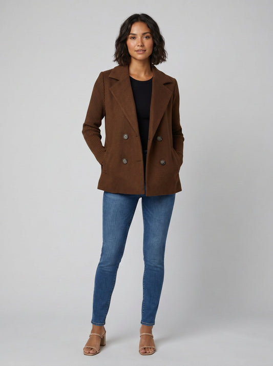 Amora Knit-Sleeve Blazer - Tailored Fit, Versatile Style, Button Closure 1