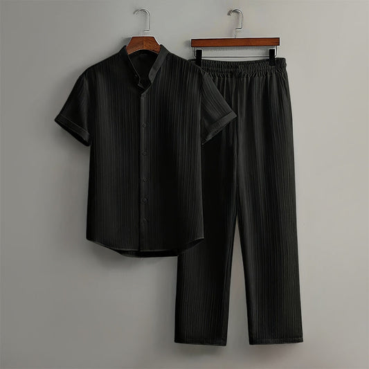 Callum - Textured Loungewear Set with Relaxed Fit Pants and Shirt 1