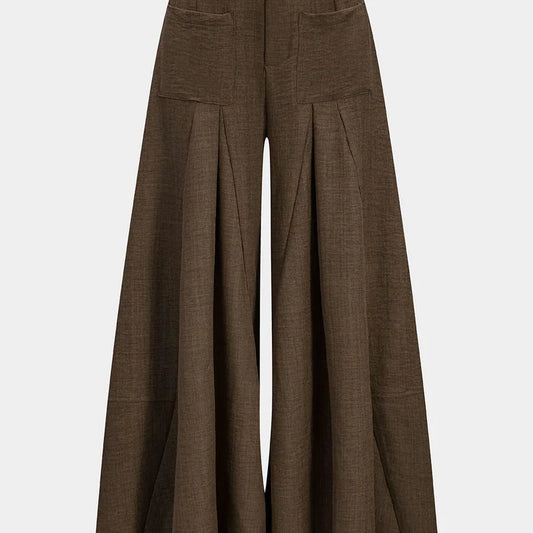 Vera wide leg trousers in coffee, front view