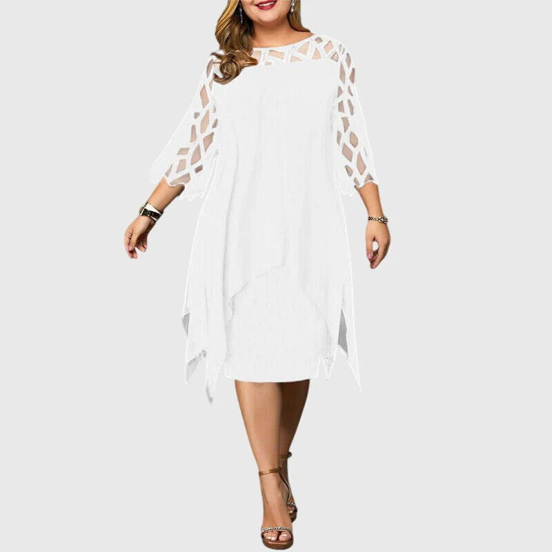 Juliana midi dress in white, front view on model