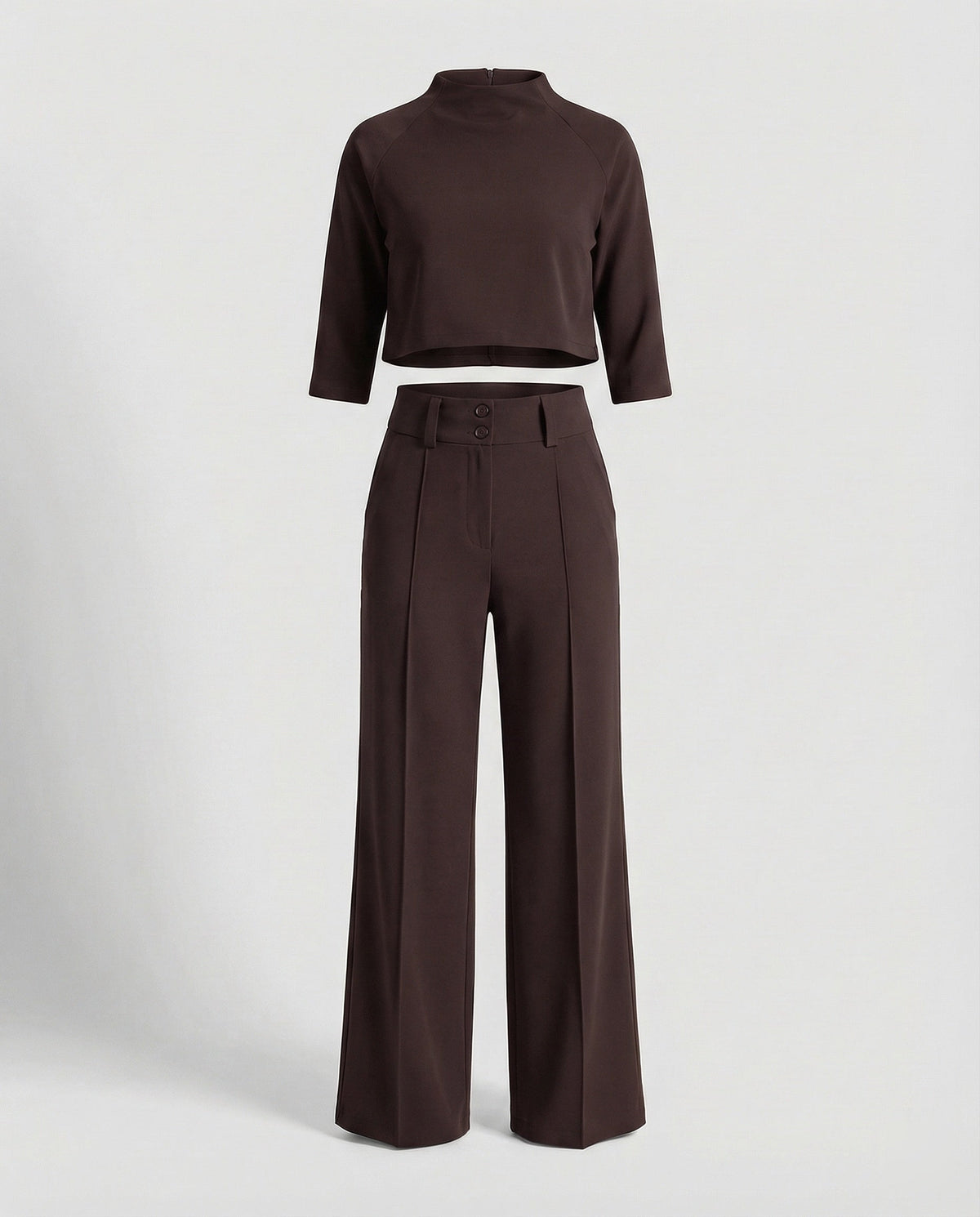 Vivara two piece pants set in brown, front view