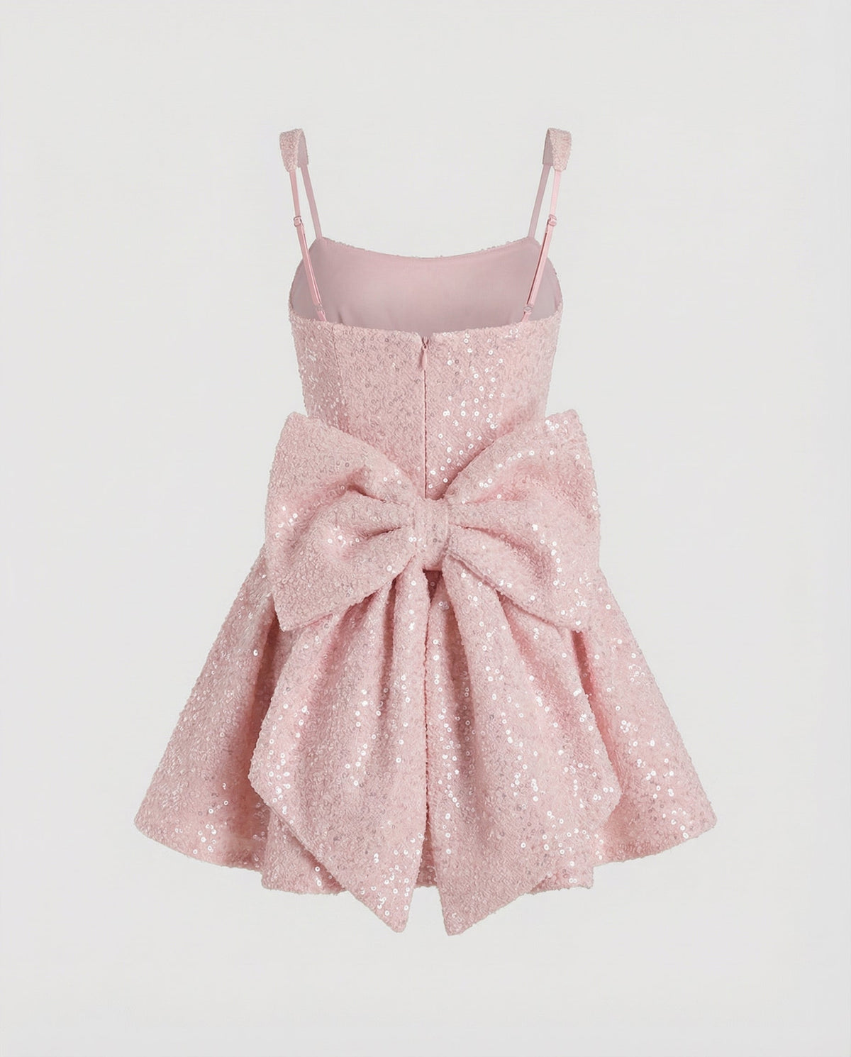 Pink sequin mini dress, back product view