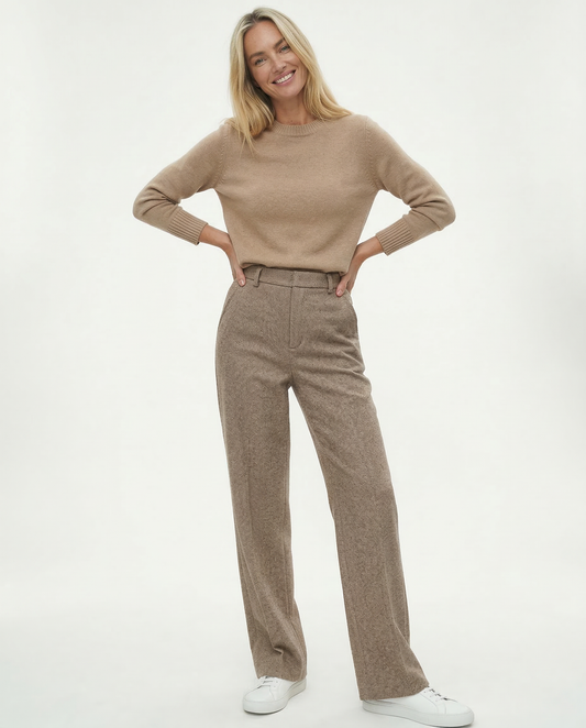 Classic High-Waist Straight-Leg Wool Trousers in Grey for Timeless Style 1