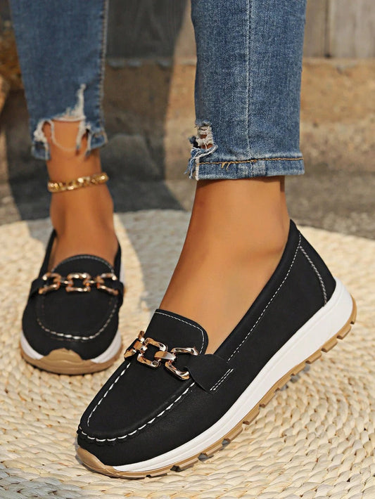 Elegant Slip-On Loafers With Buckle Detail, Slip-Resistant Outsole, Everyday Comfort 1