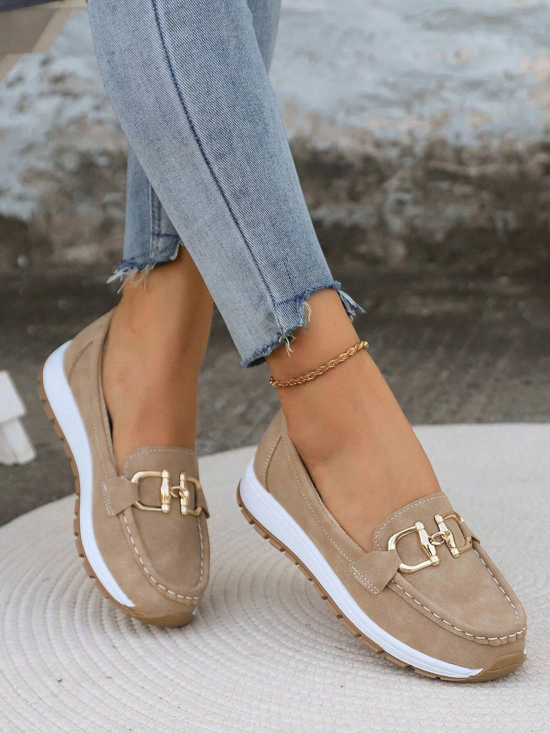 Elegant Slip-On Loafers With Buckle Detail, Slip-Resistant Outsole, Everyday Comfort 8