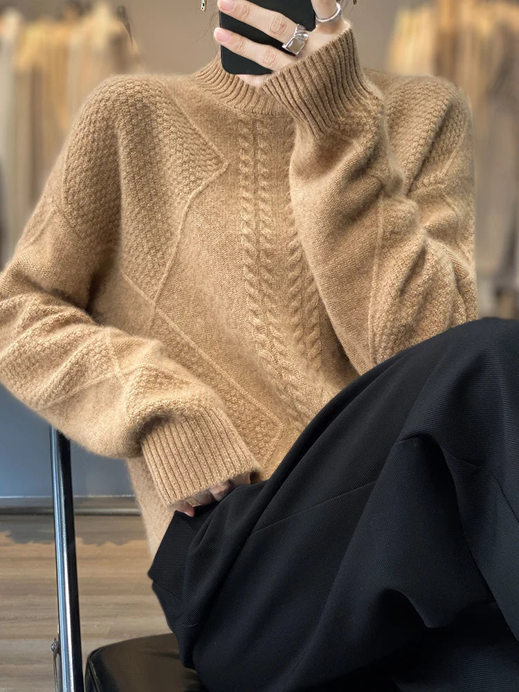 Ellis Cashmere Sweater - Soft Cable-Knit Turtleneck for Cozy Comfort 7