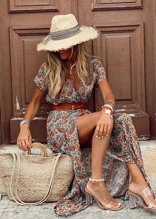 Justine - Airy Boho Maxi Dress with Matching Belt for Summer Style 6