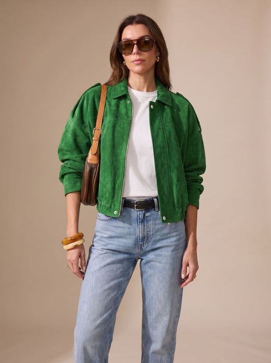 Lena Oversized Short Jacket with Zipper, Metal Buttons & Pockets for Versatile Style 1