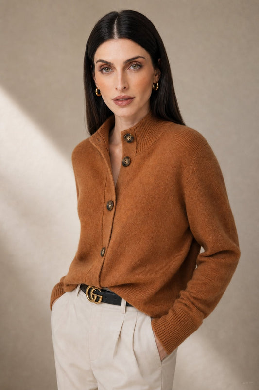 Madison Avenue - Merino Wool Blend Cardigan Sweater with Bold Buttons 1