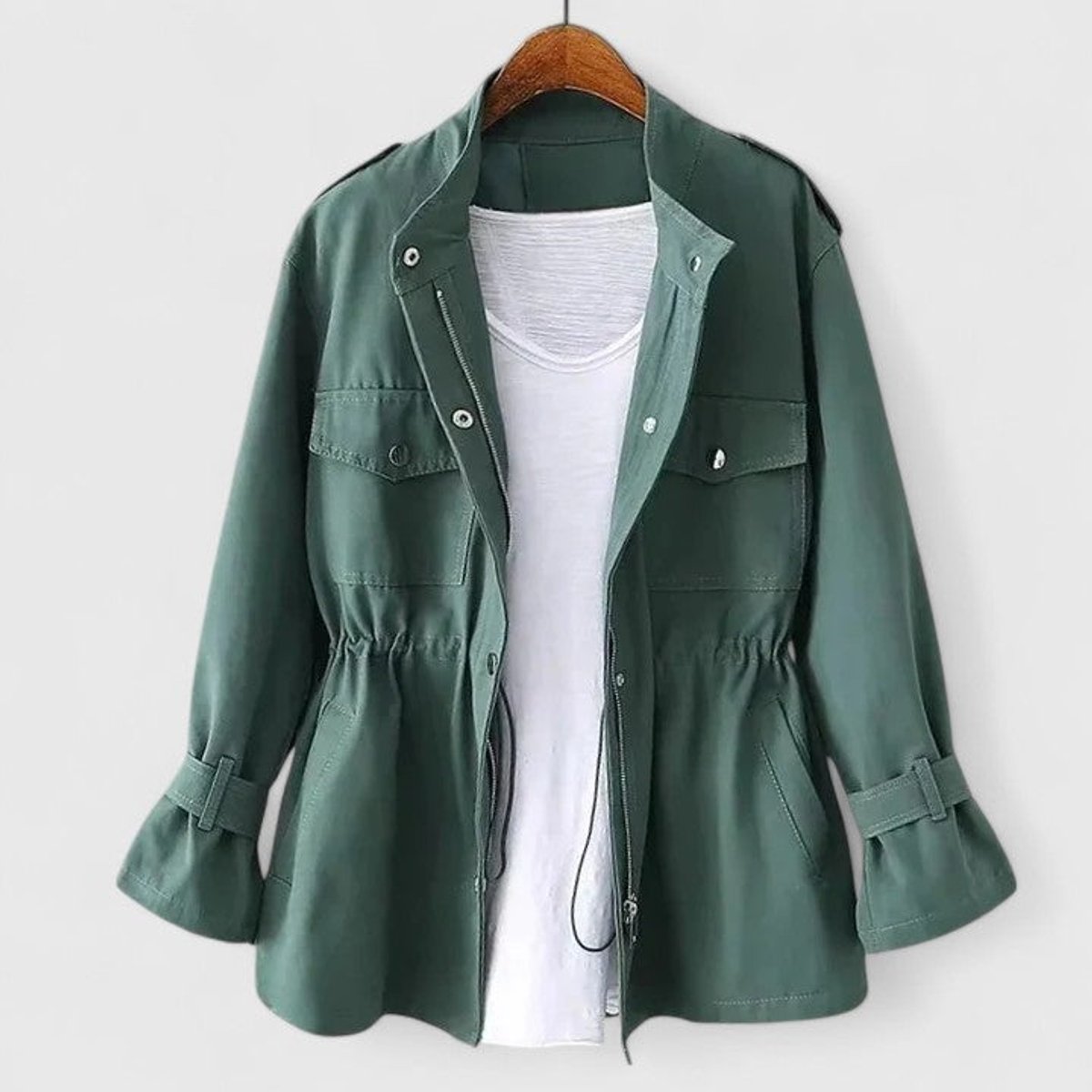 Olivia Utility Jacket - Durable Mid-Length Design with Drawstring Waist and Snap Pockets 4