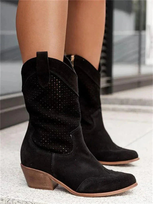 RidgeWalk - Mid-Calf Cowboy Boots with Side Zipper, Durable Leather, Comfortable Fit 1