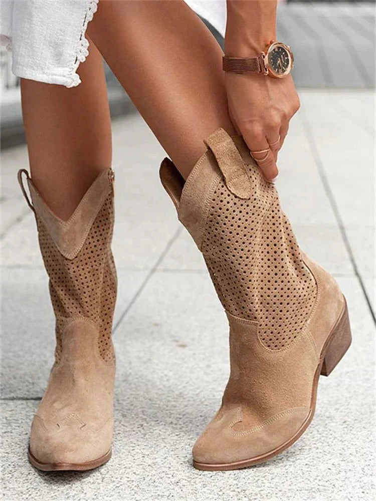 RidgeWalk - Mid-Calf Cowboy Boots with Side Zipper, Durable Leather, Comfortable Fit 2