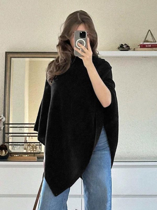 Scarlett - Cape Coat with Asymmetric Hem & Draped Silhouette for Effortless Elegance 1