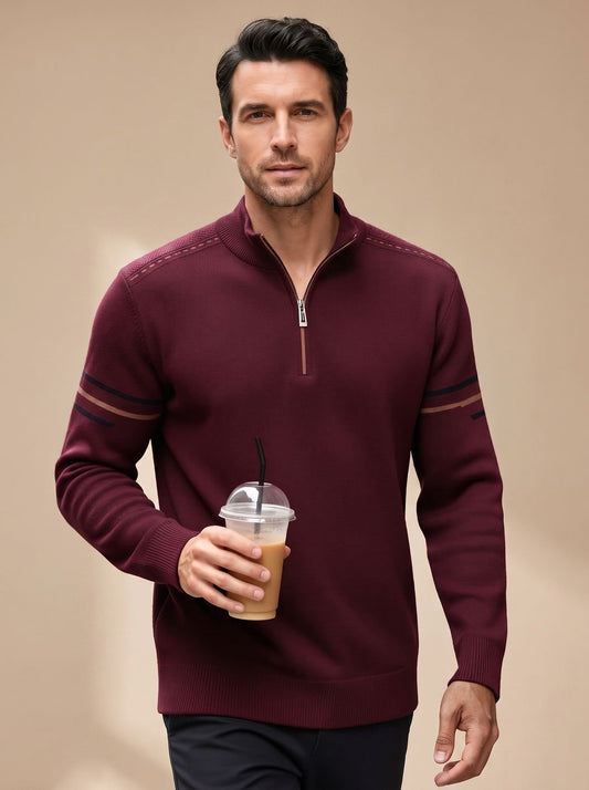 Simon Half-Zip Sweater - Soft Fabric, Stand-Up Collar, Relaxed Fit 1