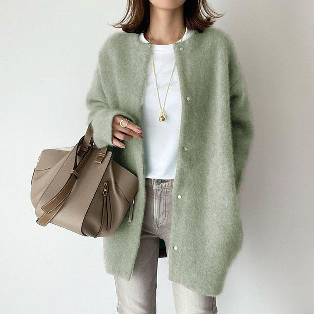 Sofia Amoretti - Soft Wool Cardigan Sweater with Suede Accents & Relaxed Fit 4
