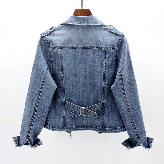 UrbanEdge - Fitted Denim Jacket With Asymmetric Zip and Cropped Waist 1