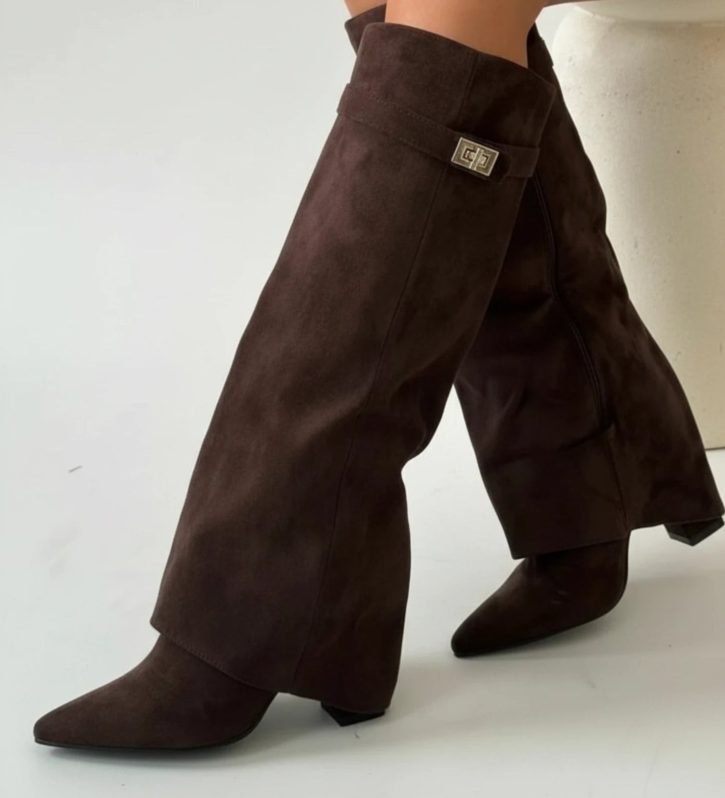 UrbanStep Black Knee High Boots - Slouch Fit, Pointed Toe, Buckle Detail 3