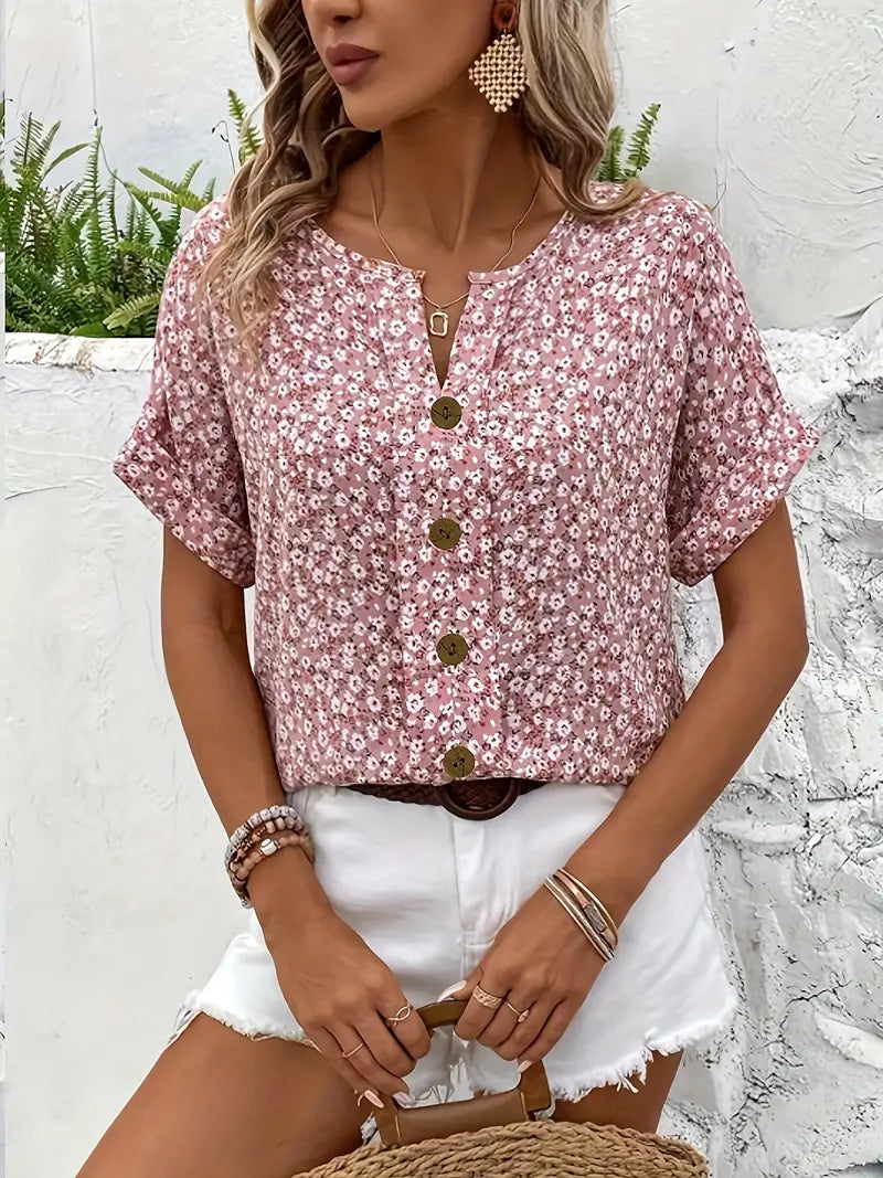 Verna Floral Print Blouse - Plus Size Loose Fit Long Sleeve Summer Top 4