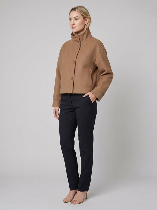 Virellea - Wool Blend Jacket with Boxy Silhouette and Cropped Length 1