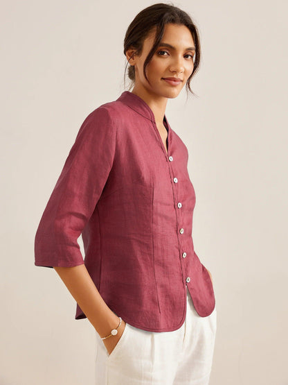 100% Linen Hand Button Fitted Jacket AMELIA 10