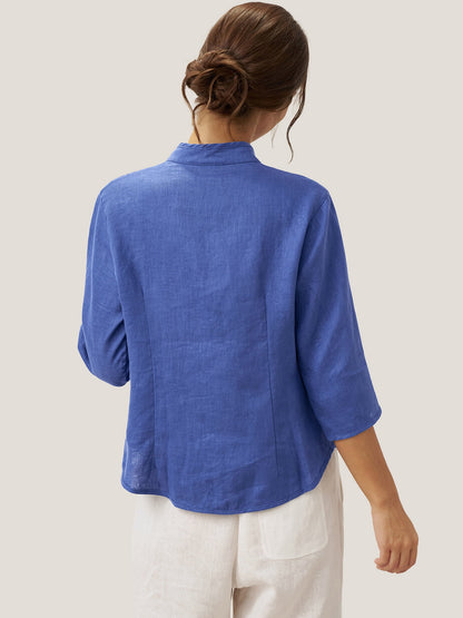 100% Linen Hand Button Fitted Jacket AMELIA 4