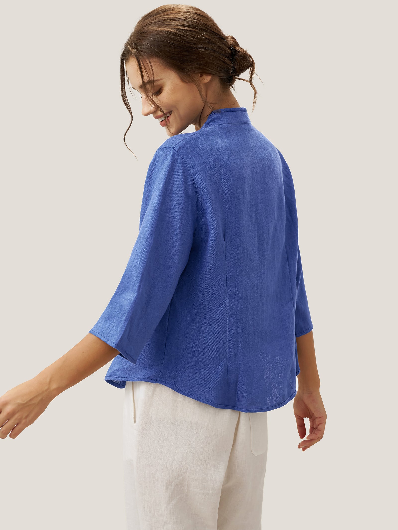 100% Linen Hand Button Fitted Jacket AMELIA 5