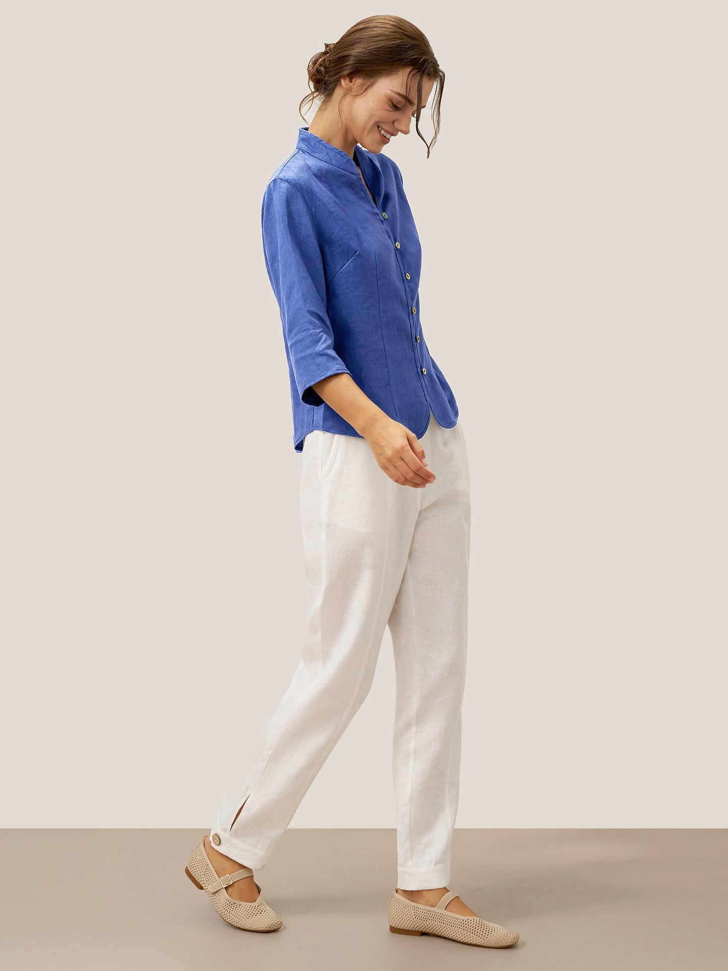 100% Linen Hand Button Fitted Jacket AMELIA 6