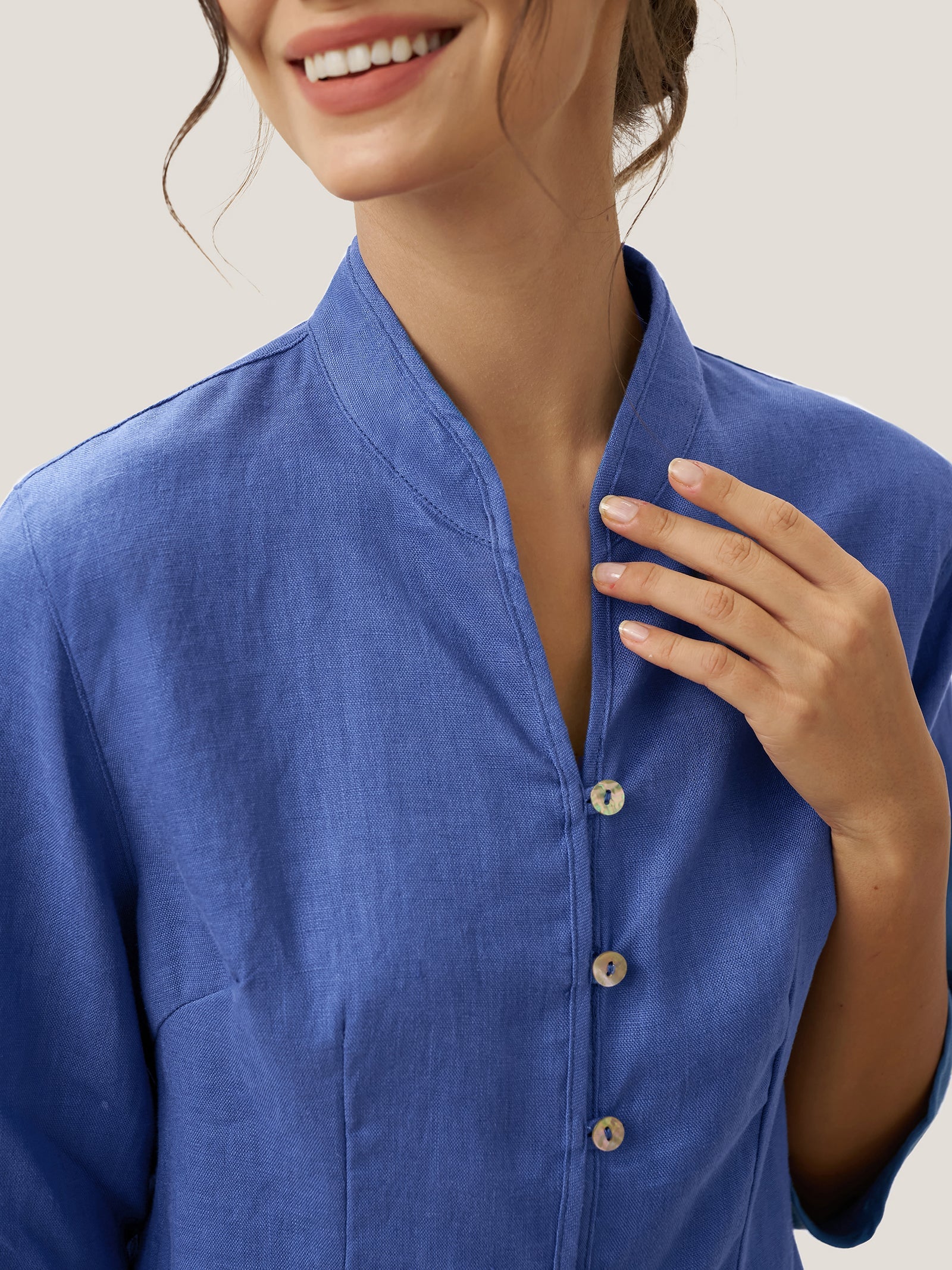 100% Linen Hand Button Fitted Jacket AMELIA 8