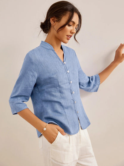 100% Linen Hand Button Fitted Jacket AMELIA 9