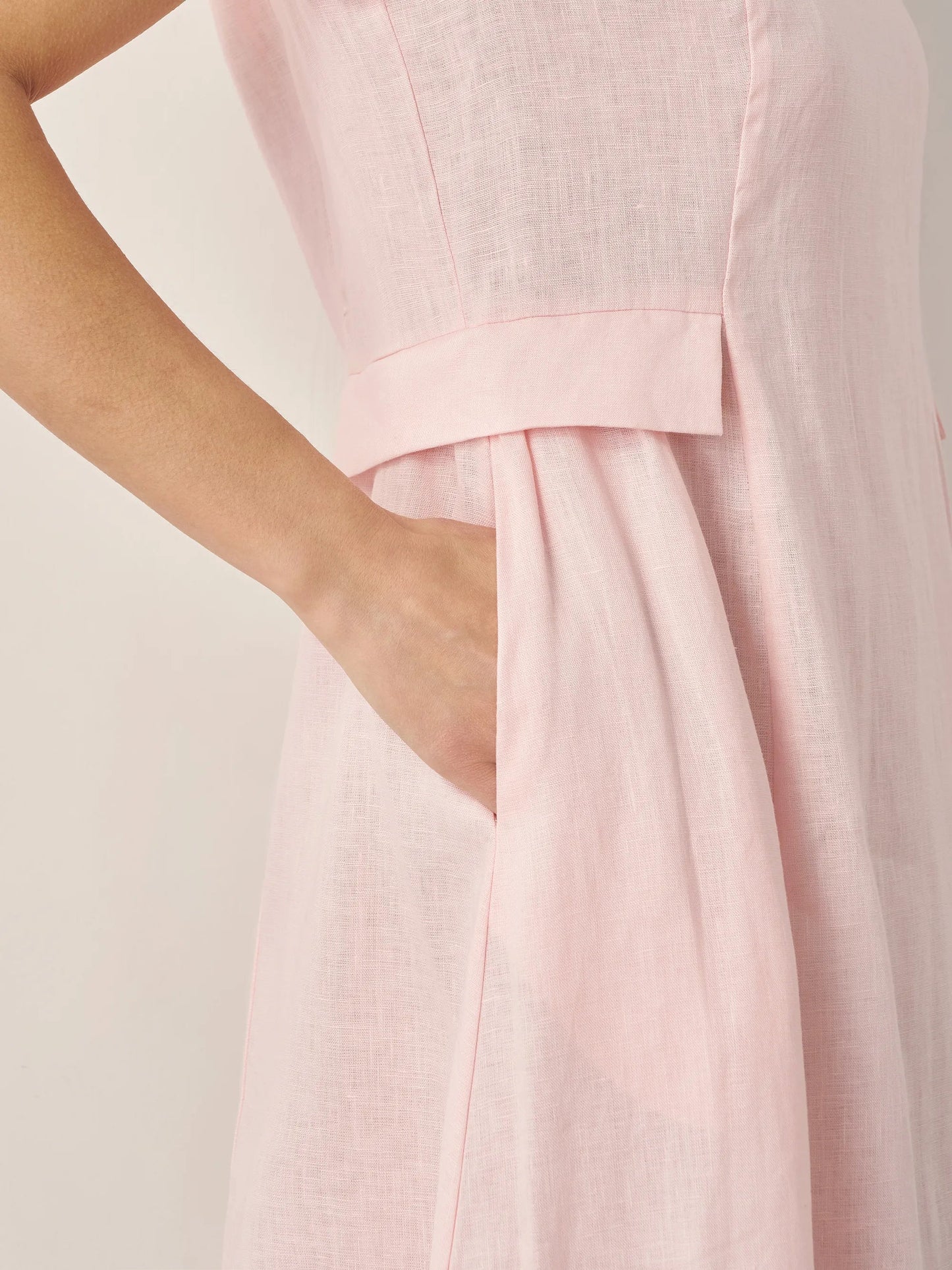 100% Linen Natural Summer V-Neck Dress ALEXA 4