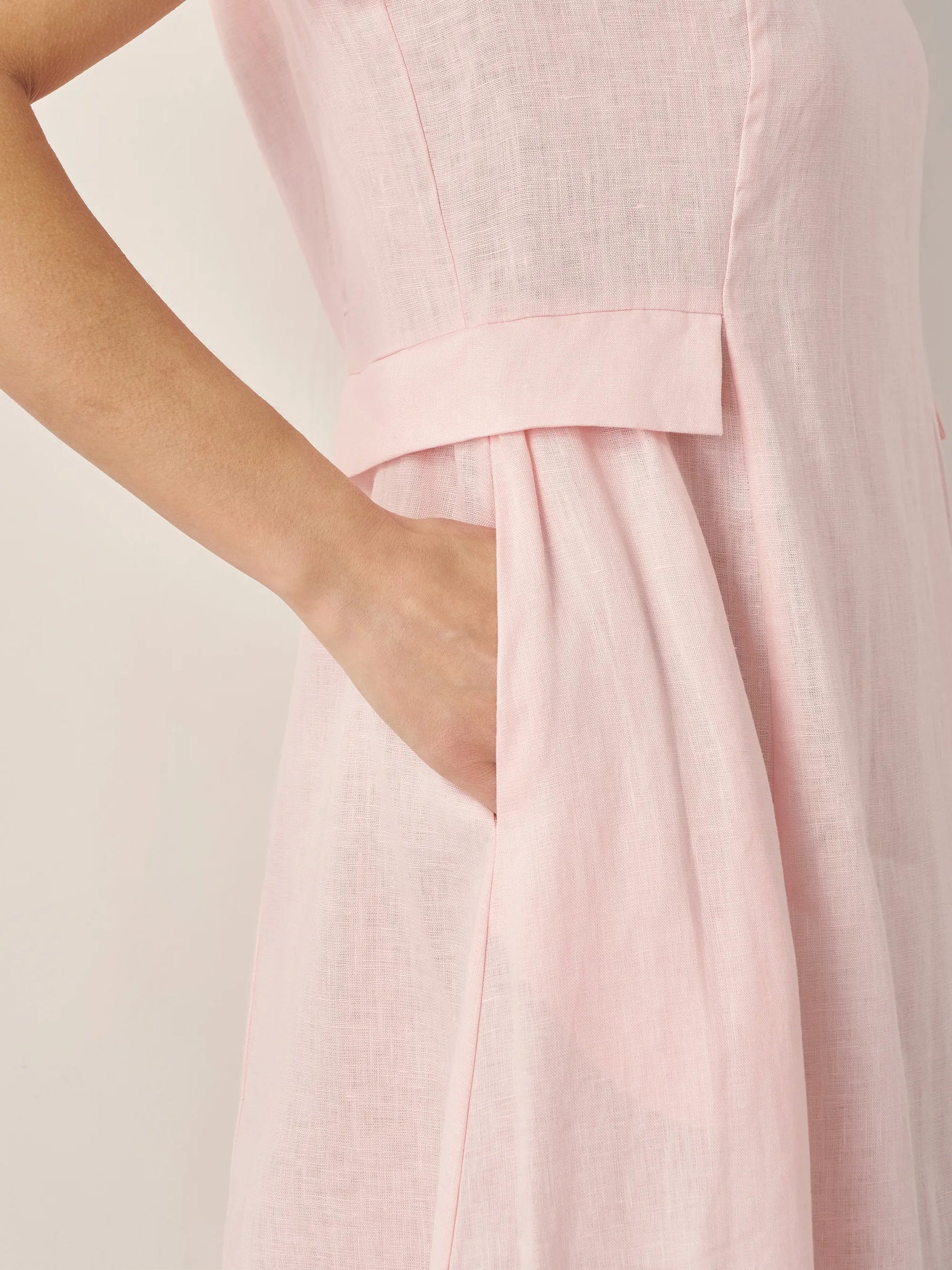 100% Linen Natural Summer V-Neck Dress ALEXA 4