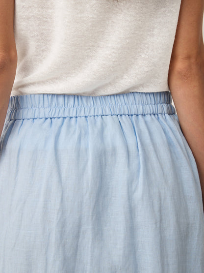 100% Linen Scalloped Waist Elasticated Back A-Line Skirt BRISEIS 6