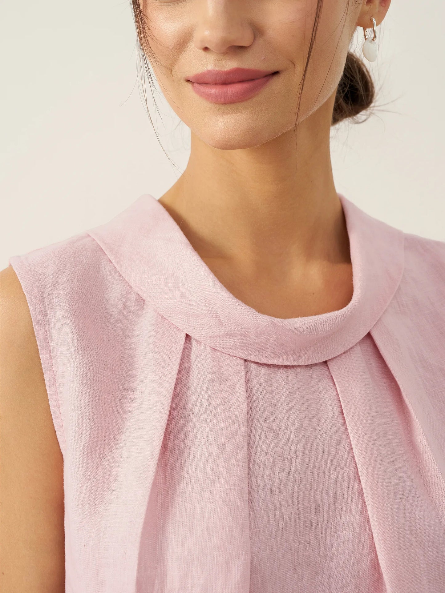 100% Linen Structured Collar Sleeveless Blouse BLAIR 3