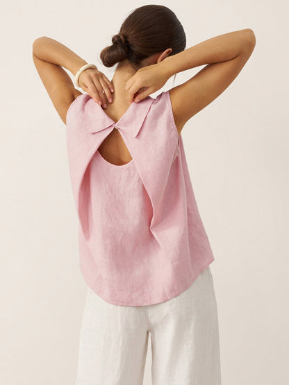 100% Linen Structured Collar Sleeveless Blouse BLAIR 5