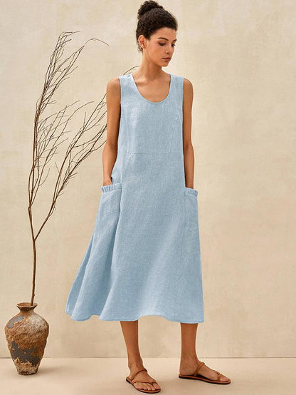 100% Linen Swing Beach Tank Dress GIANA 10