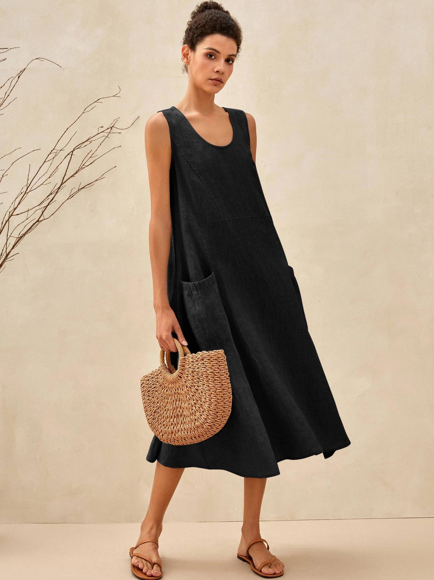 100% Linen Swing Beach Tank Dress GIANA 11