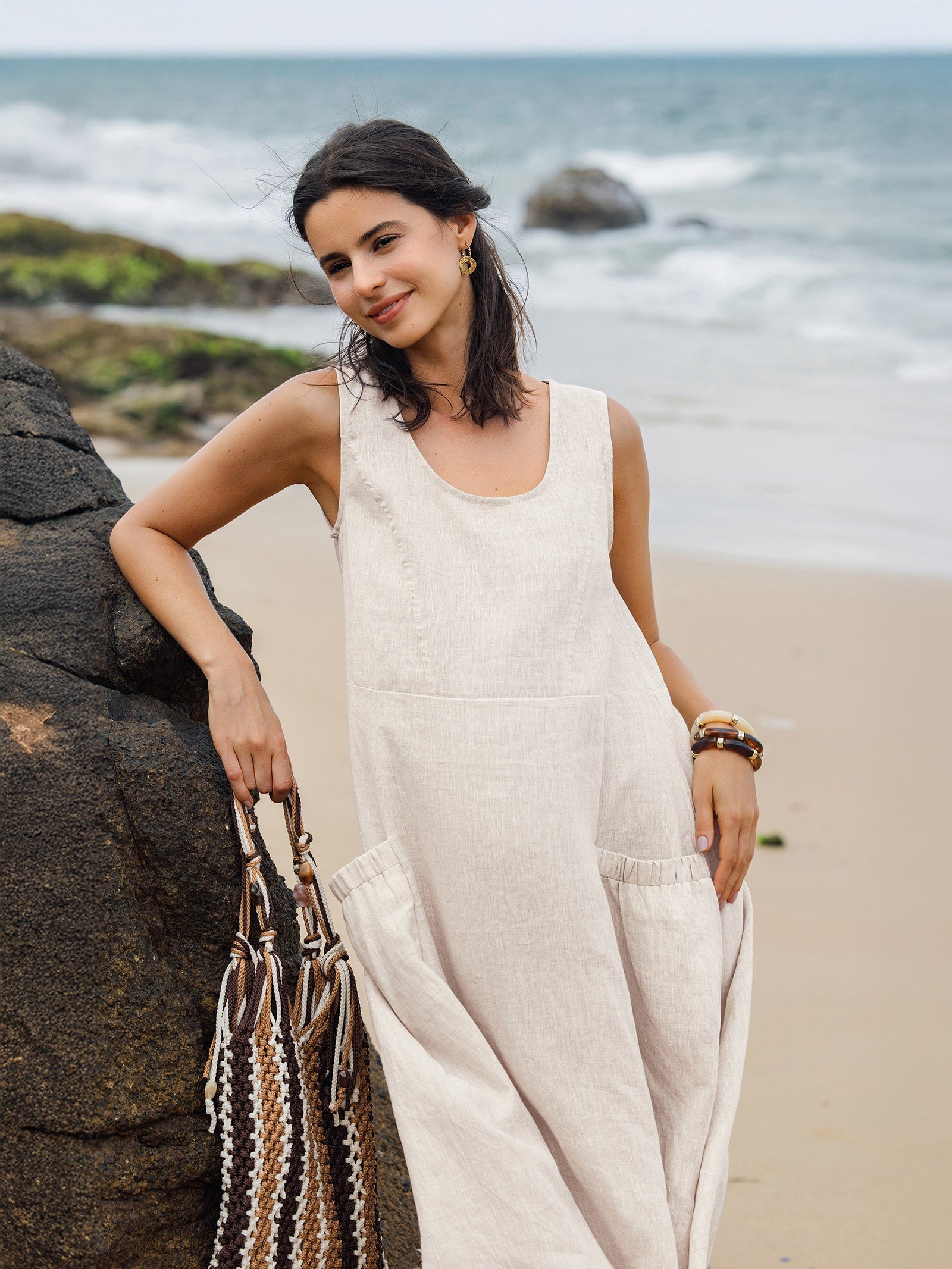 100% Linen Swing Beach Tank Dress GIANA 3