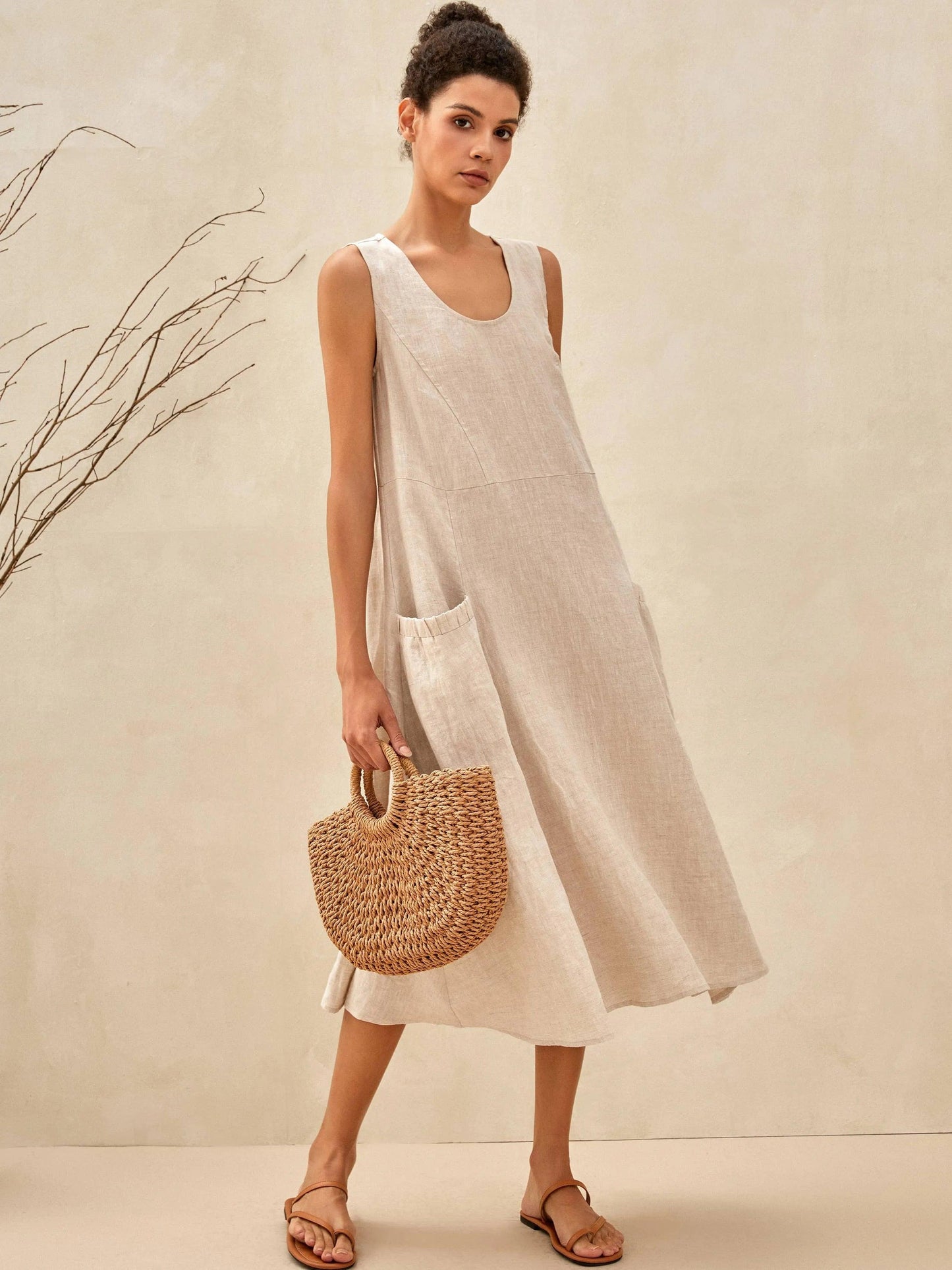 100% Linen Swing Beach Tank Dress GIANA 4