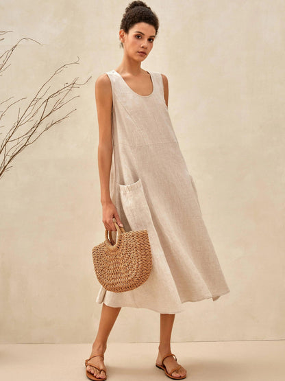 100% Linen Swing Beach Tank Dress GIANA 4