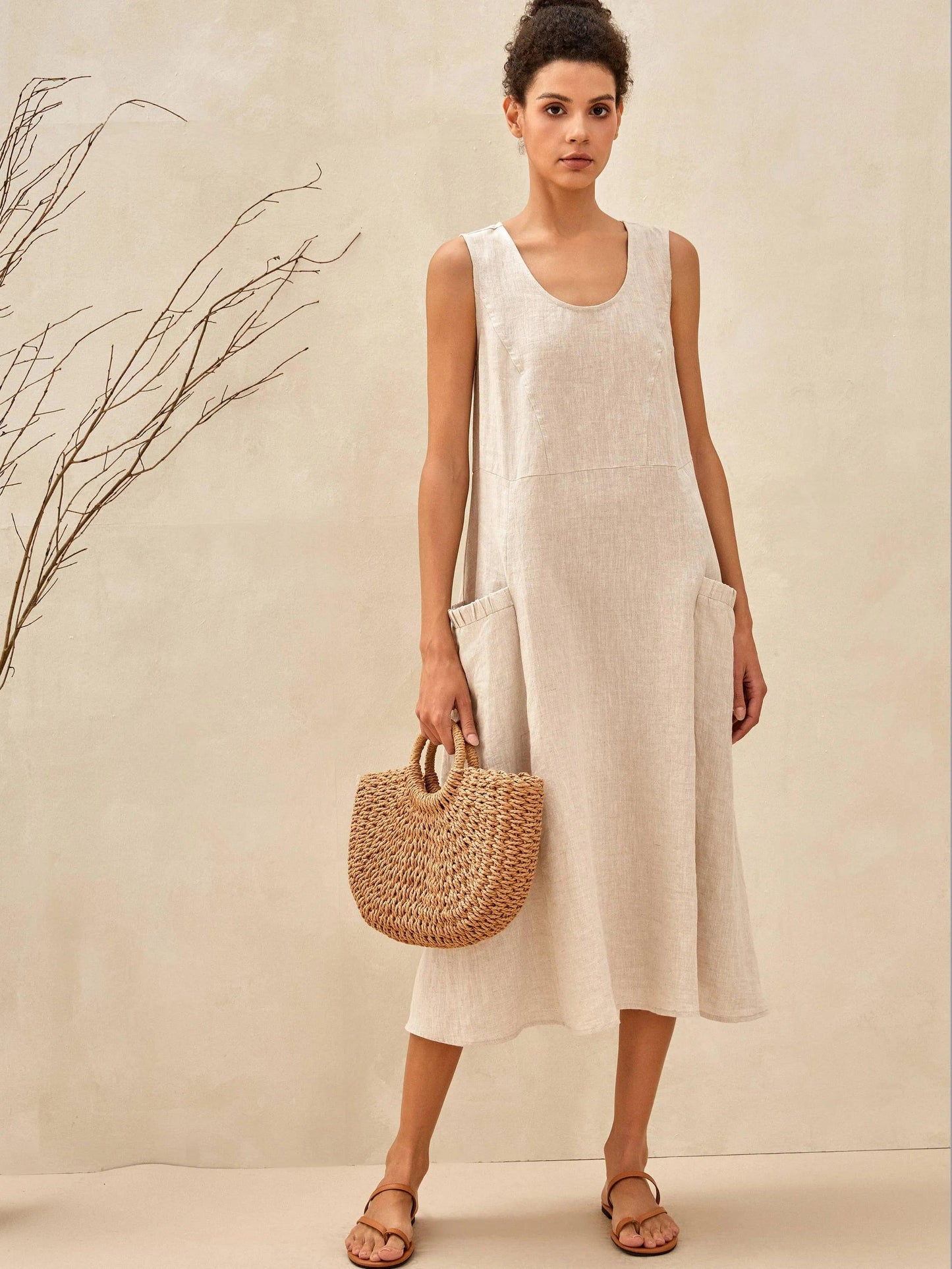 100% Linen Swing Beach Tank Dress GIANA 5