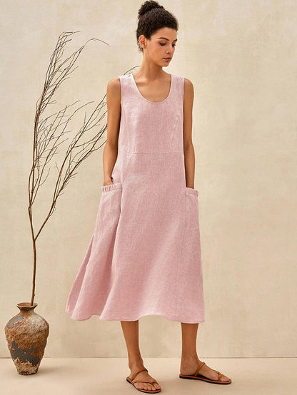 100% Linen Swing Beach Tank Dress GIANA 9