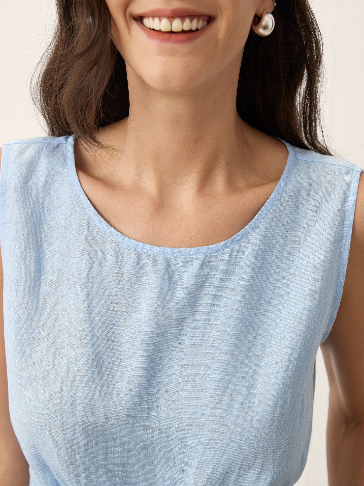 100% Linen Tie Waist Sleeveless Top ALTHEIA 5