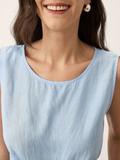 100% Linen Tie Waist Sleeveless Top ALTHEIA 5