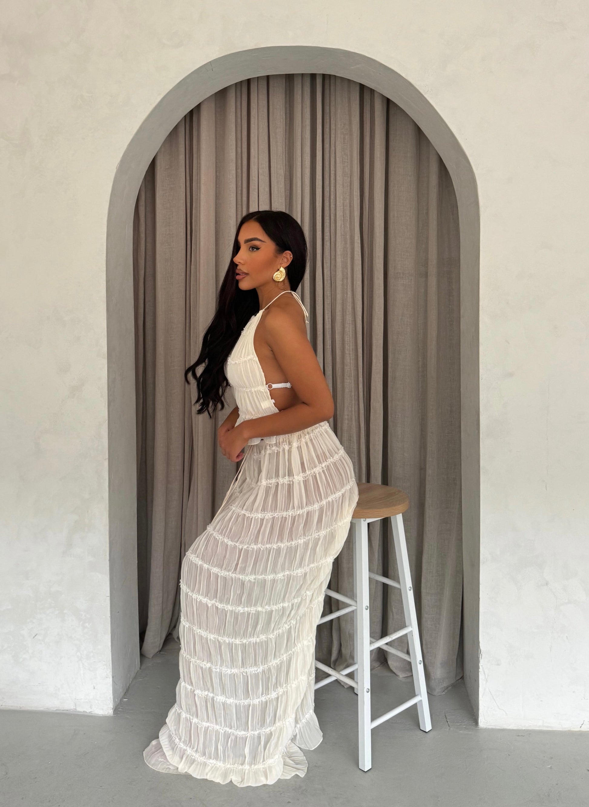 Adele - Lightweight Two-Piece Summer Maxi Dress with Halter Top 0