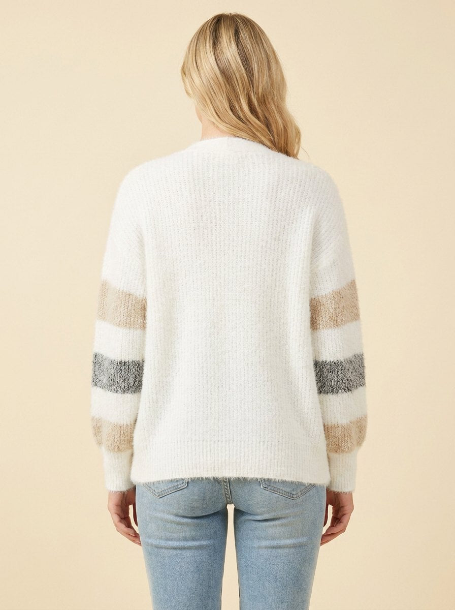 Alayah Striped Long Cardigan Sweater with Button-Down Front and Relaxed Fit 3