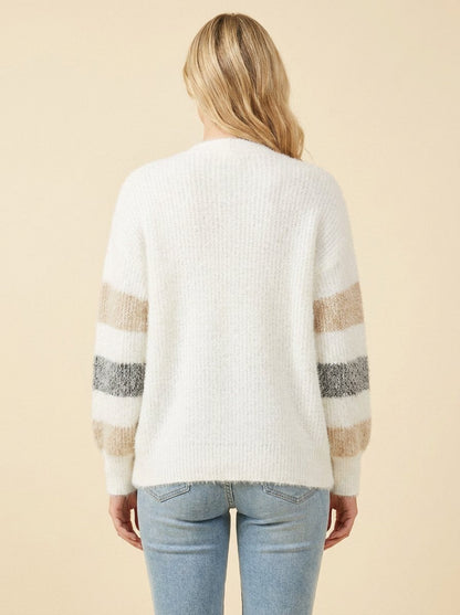 Alayah Striped Long Cardigan Sweater with Button-Down Front and Relaxed Fit 3