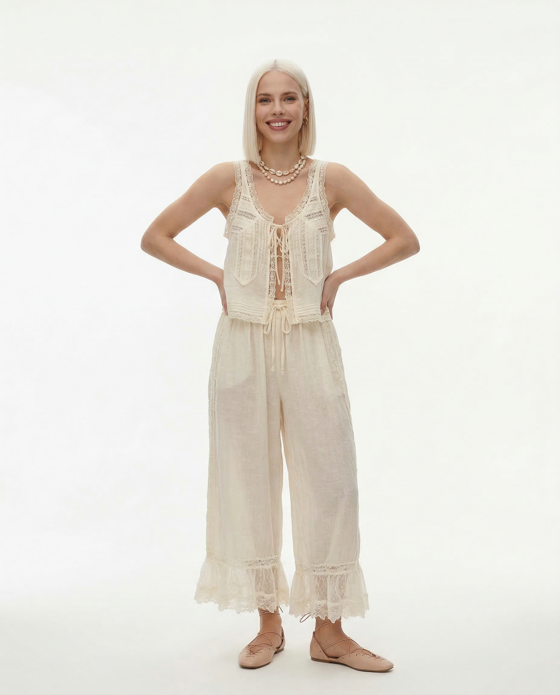 Alyssa Lace Two Piece Set | Lightweight Cotton, Vintage-Inspired Matching Set 3