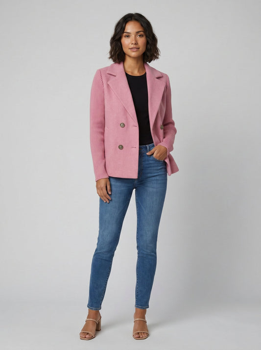 Amora Knit-Sleeve Blazer - Tailored Fit, Versatile Style, Button Closure 0