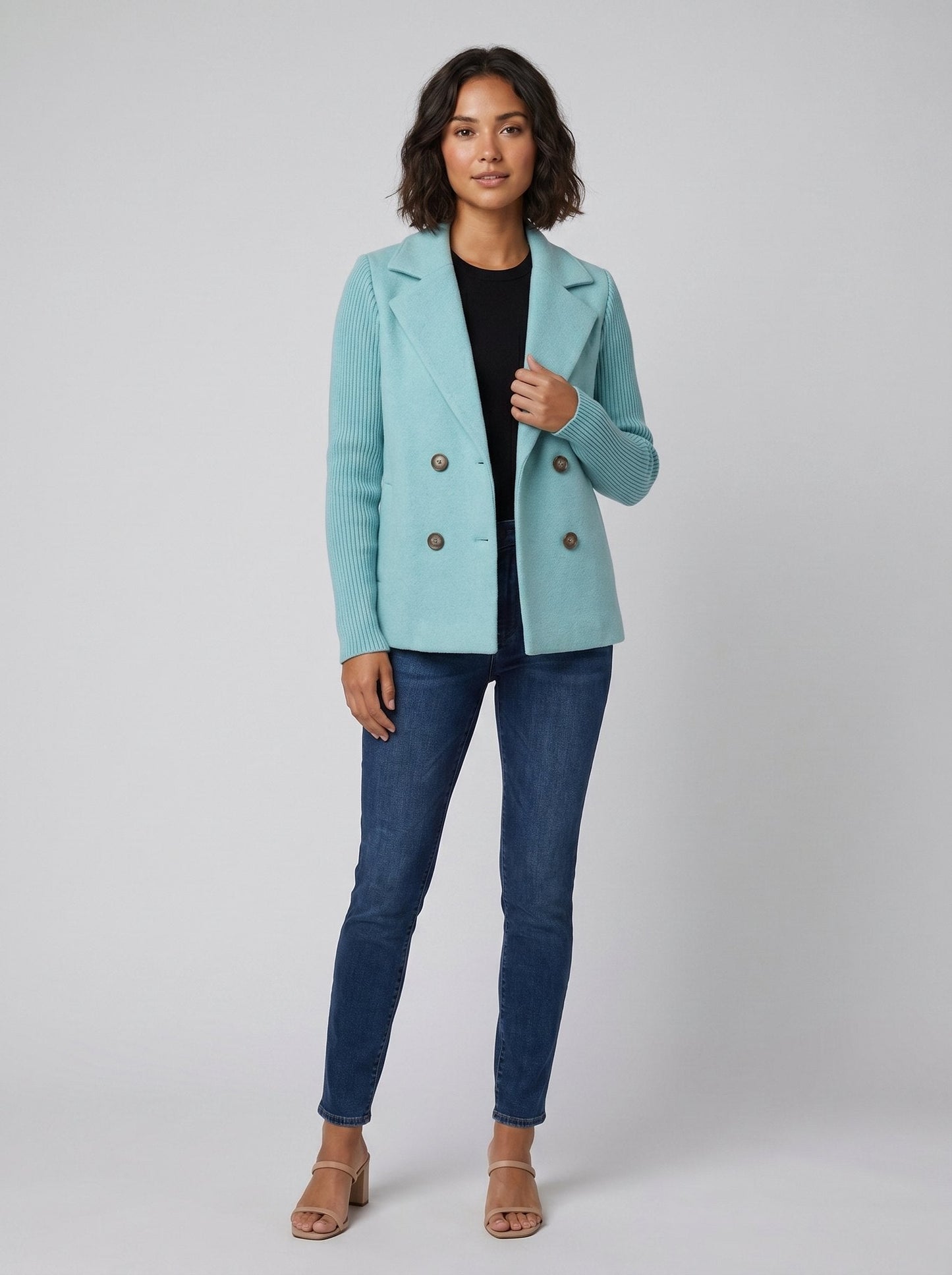 Amora Knit-Sleeve Blazer - Tailored Fit, Versatile Style, Button Closure 2