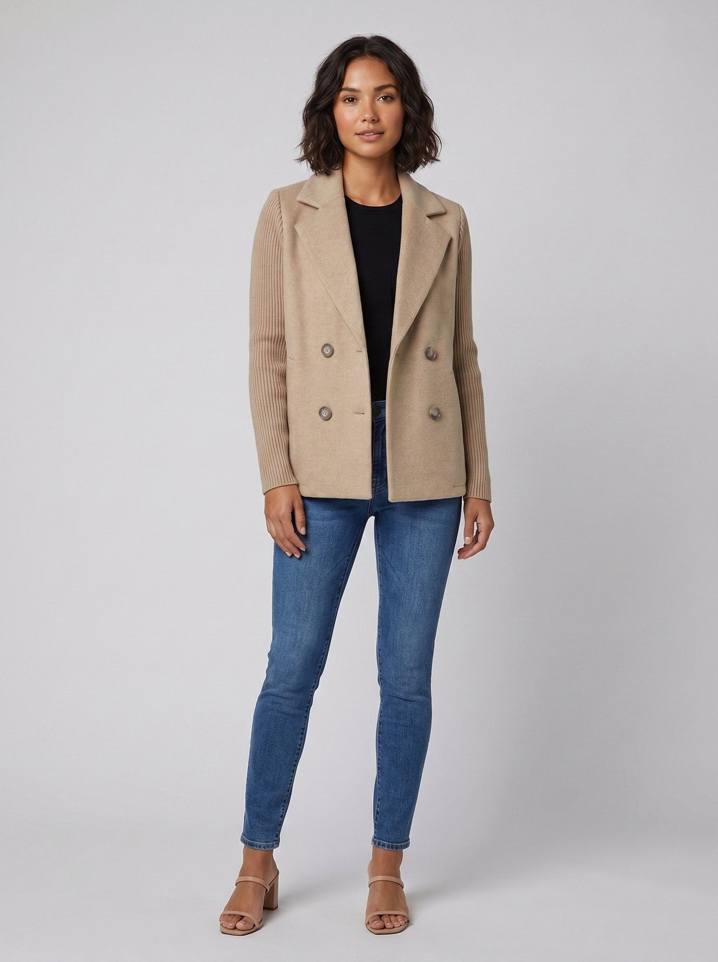 Amora Knit-Sleeve Blazer - Tailored Fit, Versatile Style, Button Closure 4